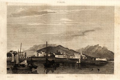 Veduta di Ajaccio, Corsica, incisione del 1836. da French School