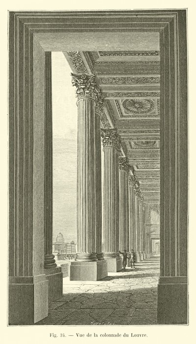 Vista della colonnata del Louvre da French School