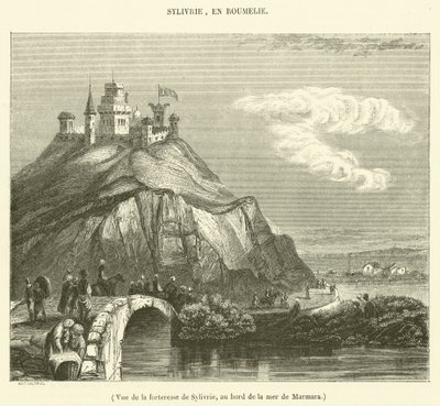 Veduta della fortezza di Sylivrie, sulle rive del Mar di Marmara (incisione) da French School