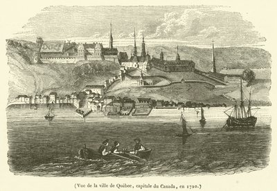 Vista della città di Quebec, capitale del Canada, nel 1720 da French School