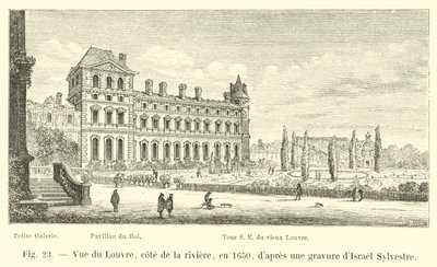 Vista del Louvre, lato del fiume, nel 1650, secondo un