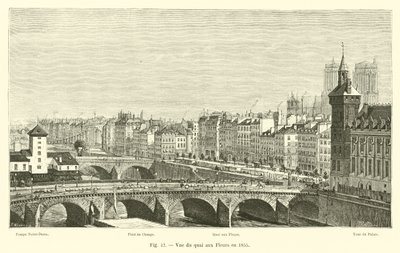 Vista del quai aux Fleurs nel 1855 da French School