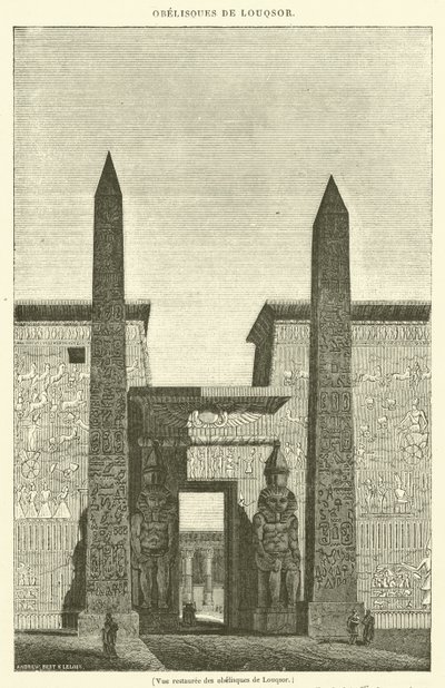 Vista restaurata degli obelischi di Luxor da French School