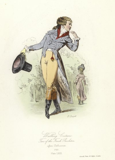 Costume da passeggio, epoca della Rivoluzione Francese da French School