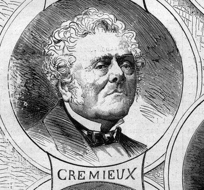 Guerra del 1870 - Governo della Difesa Nazionale: ritratto di Adolphe Crémieux (1796-1880), membro del governo provvisorio del 1870. Incisione in 