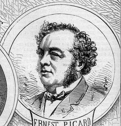 Guerra del 1870 - Governo della Difesa Nazionale: ritratto di Ernest Picard (1821-1877), membro del governo provvisorio del 1870. Incisione in "Le Monde Illustré" n.706 del 22 ottobre da French School