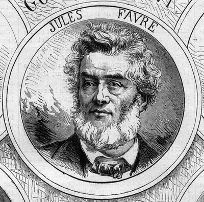 Guerra del 1870 - Governo della Difesa Nazionale: ritratto di Jules Favre (1809-1880), membro del governo provvisorio del 1870. Incisione in "Le Monde Illustré" n. 706 del 22 ottobre da French School