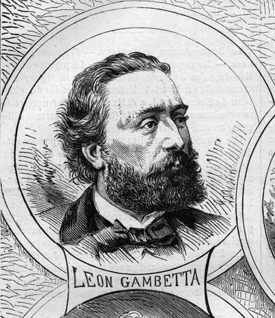 Guerra del 1870 - Governo della Difesa Nazionale: ritratto di Léon Gambetta (1838-1882), membro del governo provvisorio del 1870. Incisione in 