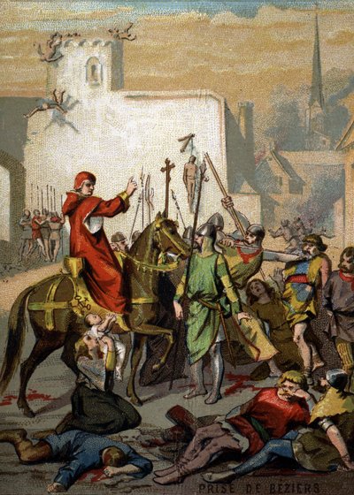 Guerra degli Albigesi - Cattura di Beziers "Uccidete tutto, Dio riconoscerà i suoi" (Innocenzo III) da French School
