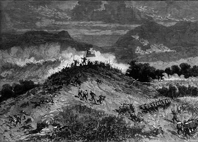Guerra del Pacifico (1879-1884) tra Perù e Bolivia e Cile - Battaglia di Los Angeles - 22 marzo da French School