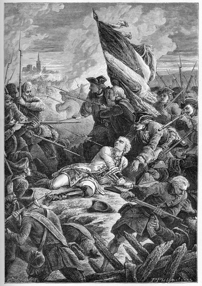 Guerra di successione polacca - La morte di Louis Robert Hippolyte de Brehan, Conte di Plelo, davanti a Danzica, 27 maggio da French School