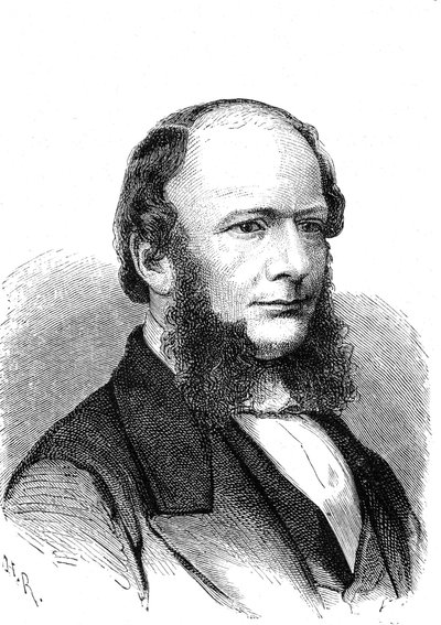 Werner Von Siemens, inventore e industriale tedesco (telegrafo elettrico). Incisione 1868 da French School