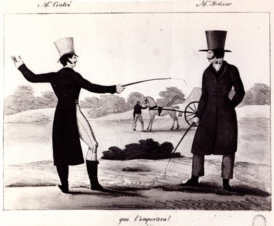 Chi vincerà? Scena del duello tra M. Cintre e M. Bolivar, c.1820 da French School