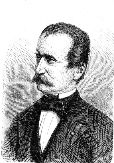 Wilhelm Engerth (1814-1884), ingegnere austriaco, progettista della prima locomotiva da montagna. Incisione 1867 da French School