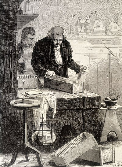 William Cruickshank costruì la pila a trogolo - in "Album della Scienza; illustri studiosi; Grandi scoperte" 1896 da French School