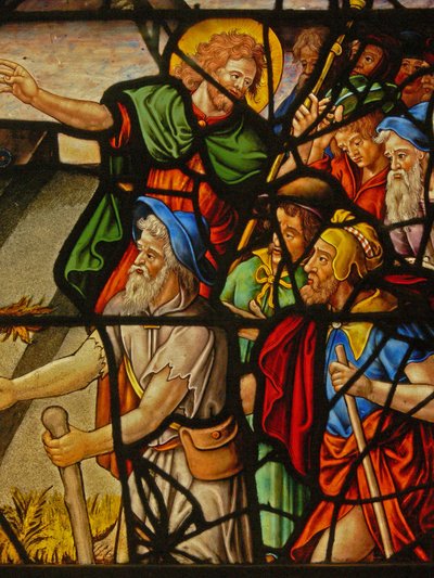 Finestra Charnier-10 che raffigura la Manna dal Cielo; Cristo e l