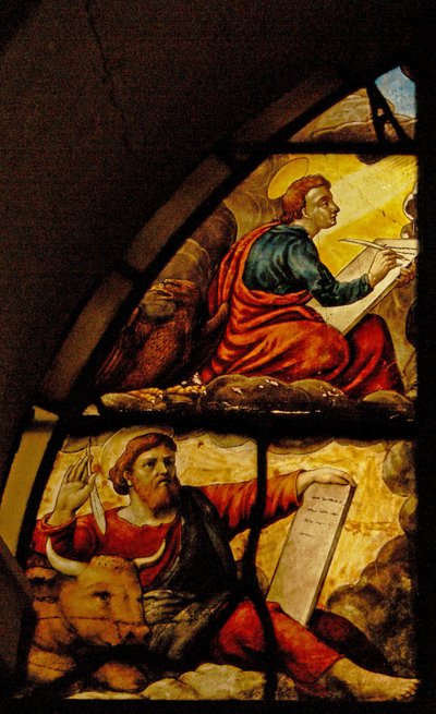 Finestra nel Charnier raffigurante gli Evangelisti con il Miracolo dell
