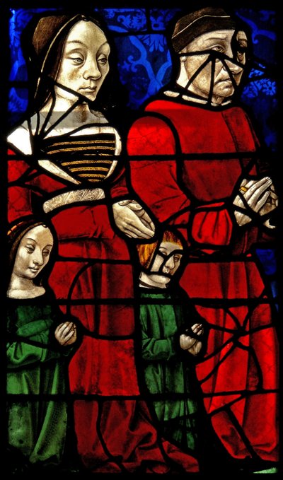 Finestra E1 raffigurante i donatori Duca Jean II de Bourbon e sua moglie Catherine da French School
