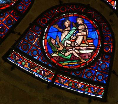 Finestra Ww raffigurante una scena del Giudizio Universale: anime che risorgono al suono della tromba da French School
