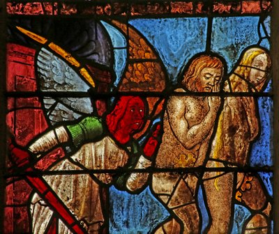 Finestra raffigurante Adamo ed Eva cacciati dall