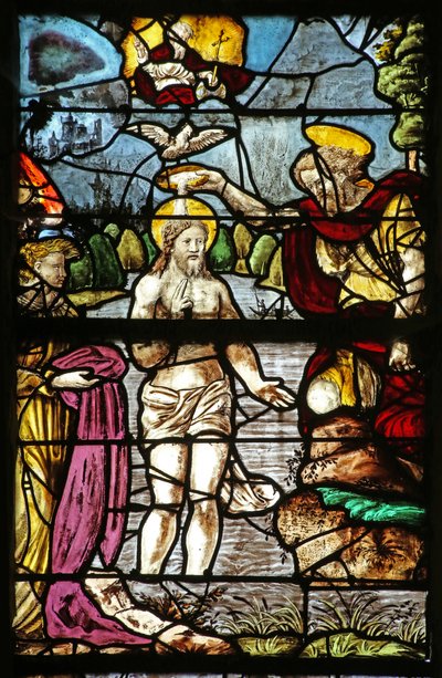Finestra raffigurante il Battesimo di Cristo nel fiume Giordano da French School