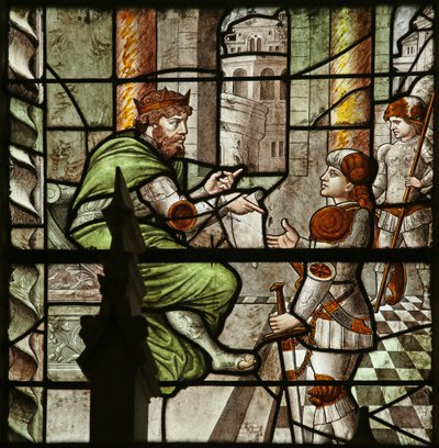 Vetrata raffigurante Diocleziano che ordina la persecuzione di San Sebastiano da French School