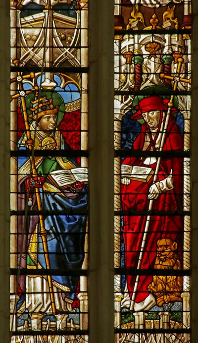 Vetrata raffigurante San Gregorio e San Girolamo da French School