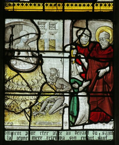 Vetrata raffigurante San Nicola che salva un bambino dall