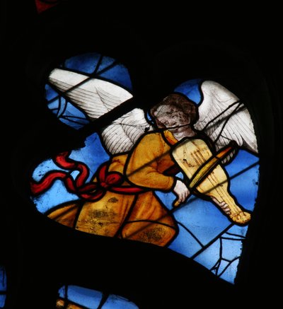 Finestra che raffigura un angelo musicale da French School