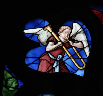 Finestra che raffigura un angelo musicale da French School