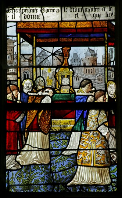 Vetrata raffigurante una processione del Santissimo Sacramento, (dettaglio), 1530 da French School