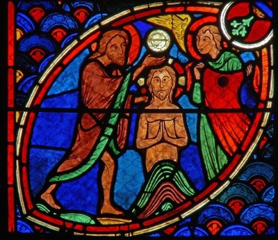 Vetrata raffigurante una scena della vita di San Giovanni Battista da French School
