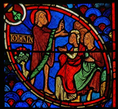 Vetrata raffigurante una scena della vita di San Giovanni Battista da French School
