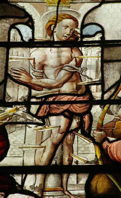 Finestra raffigurante la morte di San Sebastiano da French School