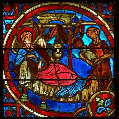 Vetrata raffigurante la Natività da French School