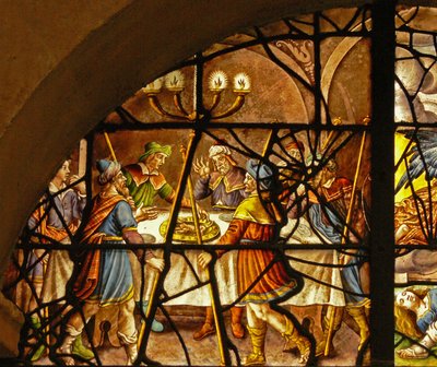 Finestra nel Charnier raffigurante la Pasqua ebraica da French School