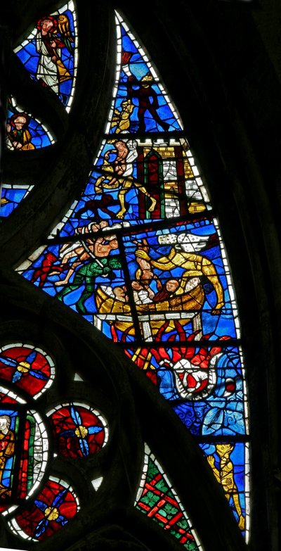 Finestra n3 che raffigura scene del Giudizio Universale da French School