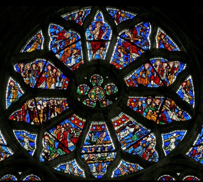 Finestra n3 che raffigura il Giudizio Universale (rosone - interno) da French School