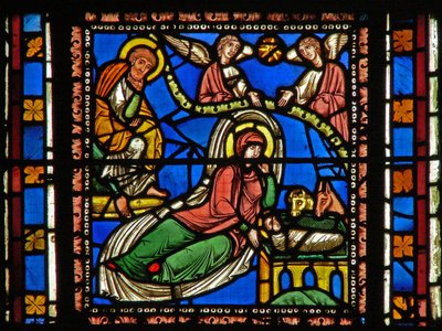 Finestra s2-C raffigurante la Natività da French School