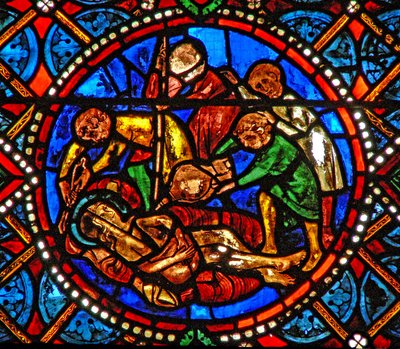 Finestra s4 raffigurante una scena della vita di Sant