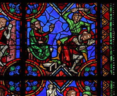 Storia di San Giuliano di Brioude - San Ferreolo, un amico di Giuliano, che morì durante le persecuzioni di Diocleziano, viene catturato e picchiato da French School
