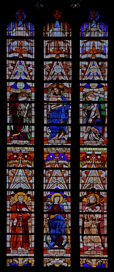 Finestra w0 raffigurante Cristo e cinque santi tra cui Sant