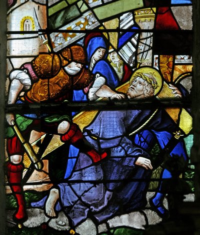 Finestra w0 raffigurante la Via Crucis da French School
