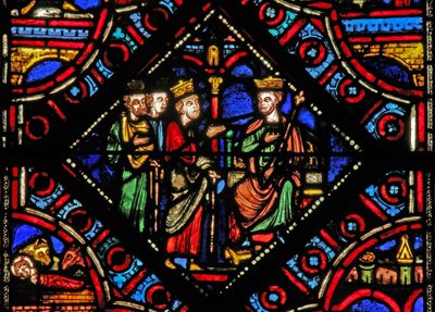 Finestra w0 raffigurante i Magi con Erode da French School