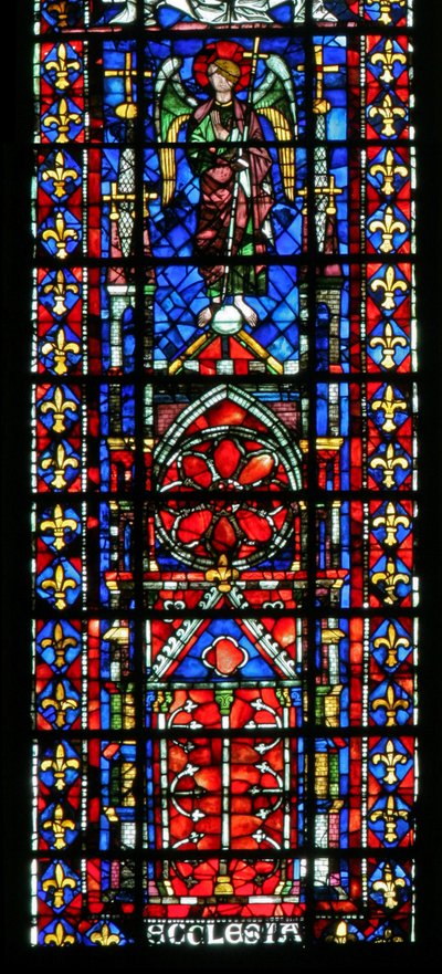 Finestra w100 raffigurante la cattedrale di Reims da French School