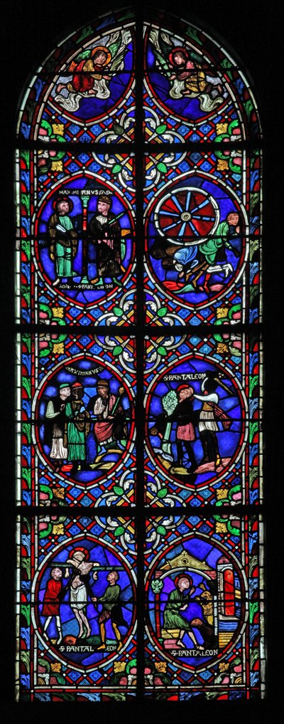 Finestra w.101 che raffigura scene della vita di San Pantaleone da French School