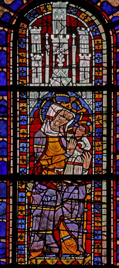 Vetrata w101 raffigurante la Vergine e il Bambino da French School