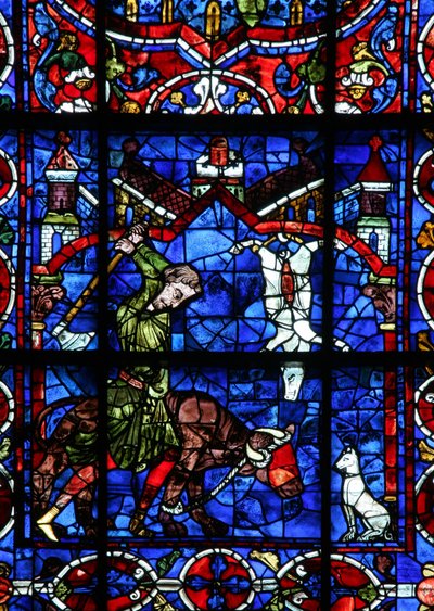 Finestra w103 raffigurante donatori - macellai da French School