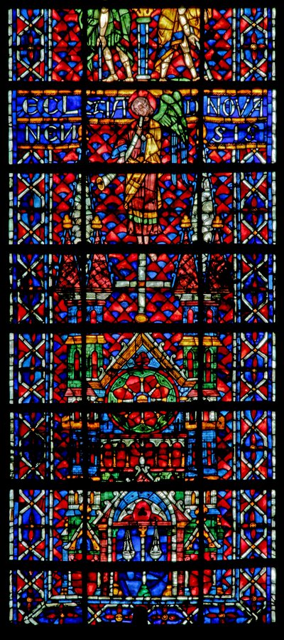 Finestra w106 raffigurante la cattedrale di Noyon da French School