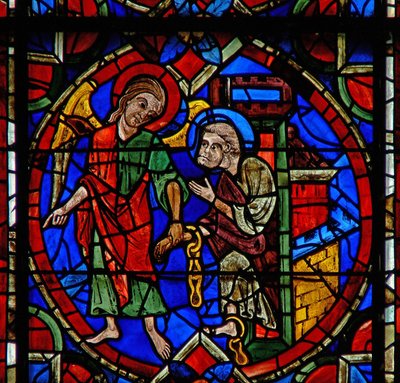 Finestra w107a con San Pietro liberato da un angelo da French School